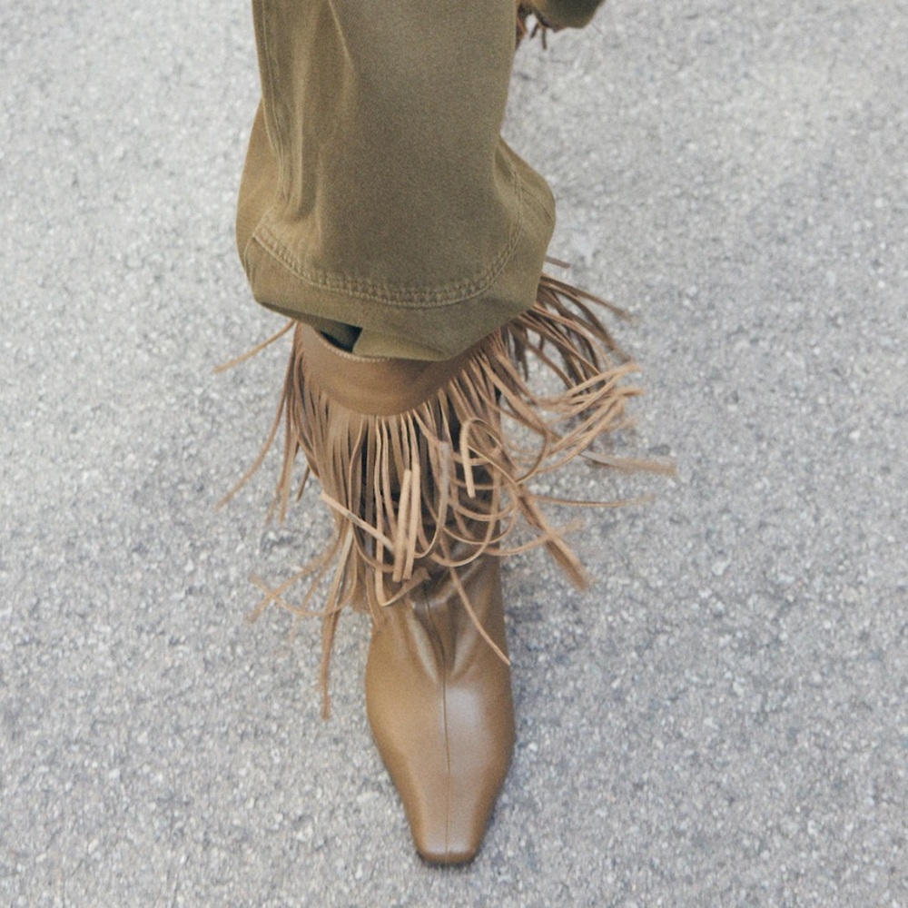 Price Firm - MANGO Fringed Leather Boots